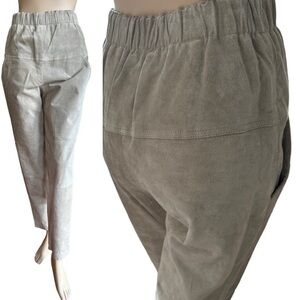 Vintage Suede Elastic Waist Pull on Straight Leg Pants
